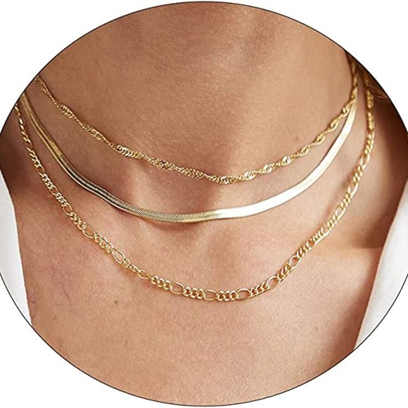 Women Dainty Gold Necklace 14K Gold Plated Herringbone Necklace for Women Pearl
